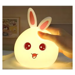 COZY VIBES 3d Cute Lovely Silicone Lights Usb Stuffed Led Silicone Wall Lovely Sleeping Rabbit Animal 3d Night Light Lamp Rabbit Night Light - PACK OF 1 - COLOR MAY VARY-picture-11