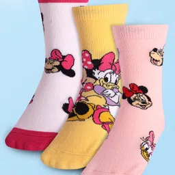 Cute Walk By Babyhug Disney Ankle Length Anti-Bacterial Socks With Minnie Mouse Graphics Pack Of 3 - Pink & White-picture-13