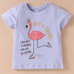 Tango Single Jersey Knit Half Sleeves T-Shirt with Lets Skate Text Print - Blue-image-50
