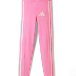 Adidas Kids Cotton Knit Full Length Tights with Tape Detailing - Pink-image-91