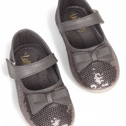 Lil Lollipop Bow Applique Detailed Sequins Embellished Mary Jane Ballerinas - Grey-image-26
