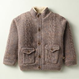 Yellow Apple Wool Knitted Full Sleeves Solid Front Open Sweater - Rust-image-121