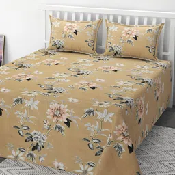 CLIO'S HERITAGE STORE Brown & Grey Printed 210 TC Queen Bedsheet Set 2.28 m x 2.28 m-image-50