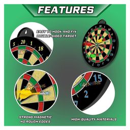 Toyshine Round Shape 15 Inches Big Size Magnetic Dartboard Board Game Set with 6 pcs Magnetic Darts- Multicolor image 2