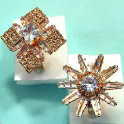 DIVYANSHI COLLECTION Pack of 2 Silver Plated AD Studded Rings-16