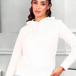 Popwings Women Solid Hooded Sweatshirt-image-89