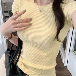 KPOP Women Round Neck Short Sleeves Top-picture-37