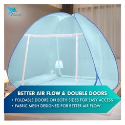 Evafly Mosquito Net for Double Bed King Size Foldable Machardani30GSM Strong Net- Blue image 4