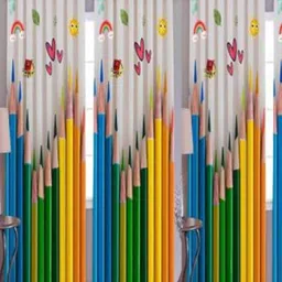 BELLA TRUE White & Yellow 4 Pieces Abstract Printed Long Door Curtains-12