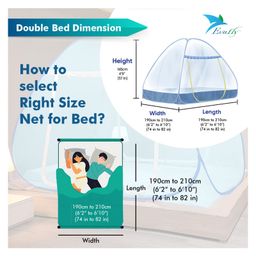 Evafly Mosquito Net for Double Bed King Size Foldable Machardani30GSM Strong Net- Blue image 5