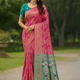 Moda Rapido Pink Woven Design Silk Cotton Kanjeevaram Sarees-picture-41