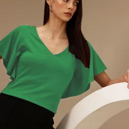 Chemistry Women Flutter Sleeve V Neck Top-image-66