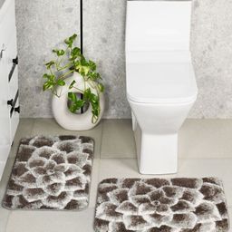 Saral Home 2-Pcs Charcoal & White 3000 GSM Textured Anti- Skid Bath Rug-image-21