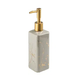 Kuber Industries Grey Abstract Printed Marble-Finish Ceramic Soap Dispenser 320ml image 2