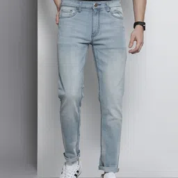 The Indian Garage Co Men Blue Slim Fit Light Fade Stretchable Jeans-picture-20