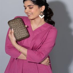 ZOUK Floral Foil Printed Box Clutch image 1