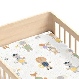 Haus & Kinder Printed Beige 186 TC Cotton Crib sheet-image-30