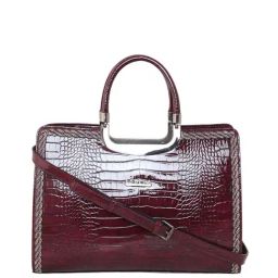 Esbeda Glossy Maroon PU Textured Handbag-image-55