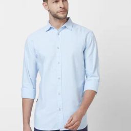Giordano Blue Cotton Slim Fit Shirt-image-79