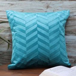 MFD HOME Furnishing Turquoise Blue Velvet Cushion Cover - Set of 1-44