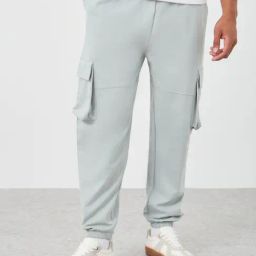 Styli Grey Cotton Relaxed Fit Joggers-image-90