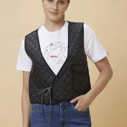 Being Human Black Quilted Jacket-image-4