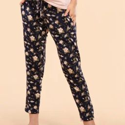 Enamor Navy & White Printed Lounge Pants-picture-48