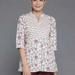 Libas Off-White Printed A Line Short Kurti-62