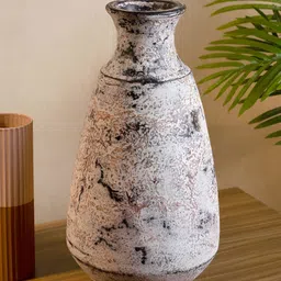 HABERE INDIA Pink & Black Textured Flower Vase-image-92