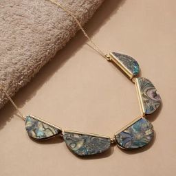 Accessorize London Gold Mother Of Pearl Semi Circle Necklace-image-74