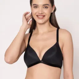 Chelvet Black Nylon Solid Lightly Padded Non-Wired Medium Coverage Plunge Bra Bra-picture-47