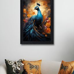 Aura Blue & Red Peacock Abstract Collage Wall Art-image-30
