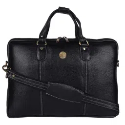 HiLEDER 100% Pure Genuine Premium NDM Leather Briefcase Laptop Messenger Satchel Office Bag, Black-33