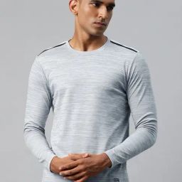 ALCIS Grey Dry Tech Slim Fit Self Design Sports T-Shirt-image-89