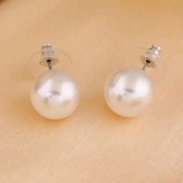 Estele Rhodium-Plated Charming White Pearl Stud Earrings-38