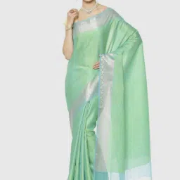 Banarasi Silk Works Green Woven Saree With Unstitched Blouse-image-43