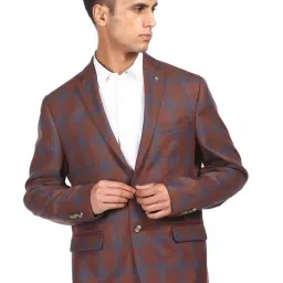 Arrow Brown Regular Fit Checks Blazers-image-62