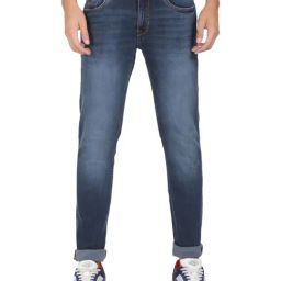 Men Blue Mid Rise Whiskered Jeans-image-82