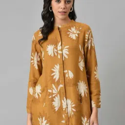 W Mustard Floral Print Straight Kurti-image-39