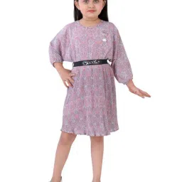poplins Kids Pink & Grey Cotton Printed Dress-picture-15
