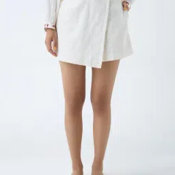 Bombay Paisley by Westside Off-White Floral Embroidered Cotton Skorts-picture-19