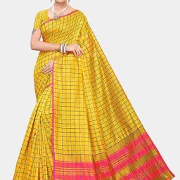 Blissta Yellow Cotton Silk Printed Saree With Unstitched Blouse-picture-22
