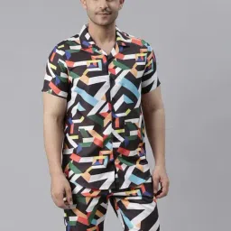 Bushirt Multicolor Regular Fit Printed Shirt With Shorts Set-image-50