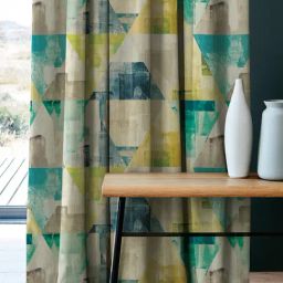 SPACES DRAPE STORY Elegent Multicolor Geometric Polyester 7 ft Curtain - Set of 2 image 2