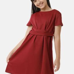 Under Fourteen Only Kids Maroon Regular Fit Dress-image-62