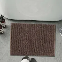 Saral Home Basics Plush Brown Chenille Antiskid & Washable Bath Mat-picture-11