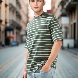 High Star Multicolor Cotton Relaxed Fit Striped T-Shirt-image-81