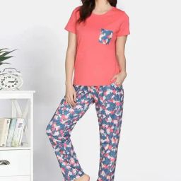 Zivame Coral Regular Fit Printed Night Suit-image-63