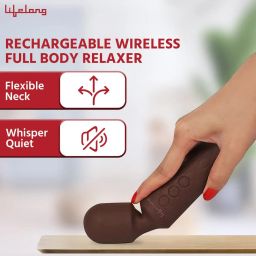 Lifelong LLM414 Rechargeable Wireless Body Massager Machine with 20 Vibration Modes (Brown) image 2