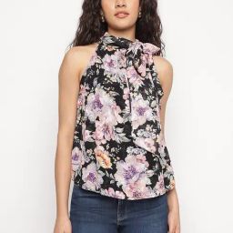 Guess Black Floral Halter Neck Katia Top-picture-45